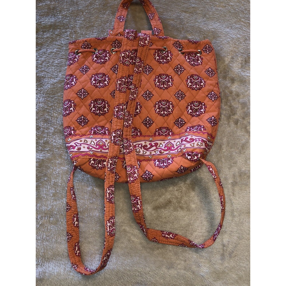 Bueno Collection Purse Backpack Orange drawstring Quilted Nice! - Picture 6 of 8